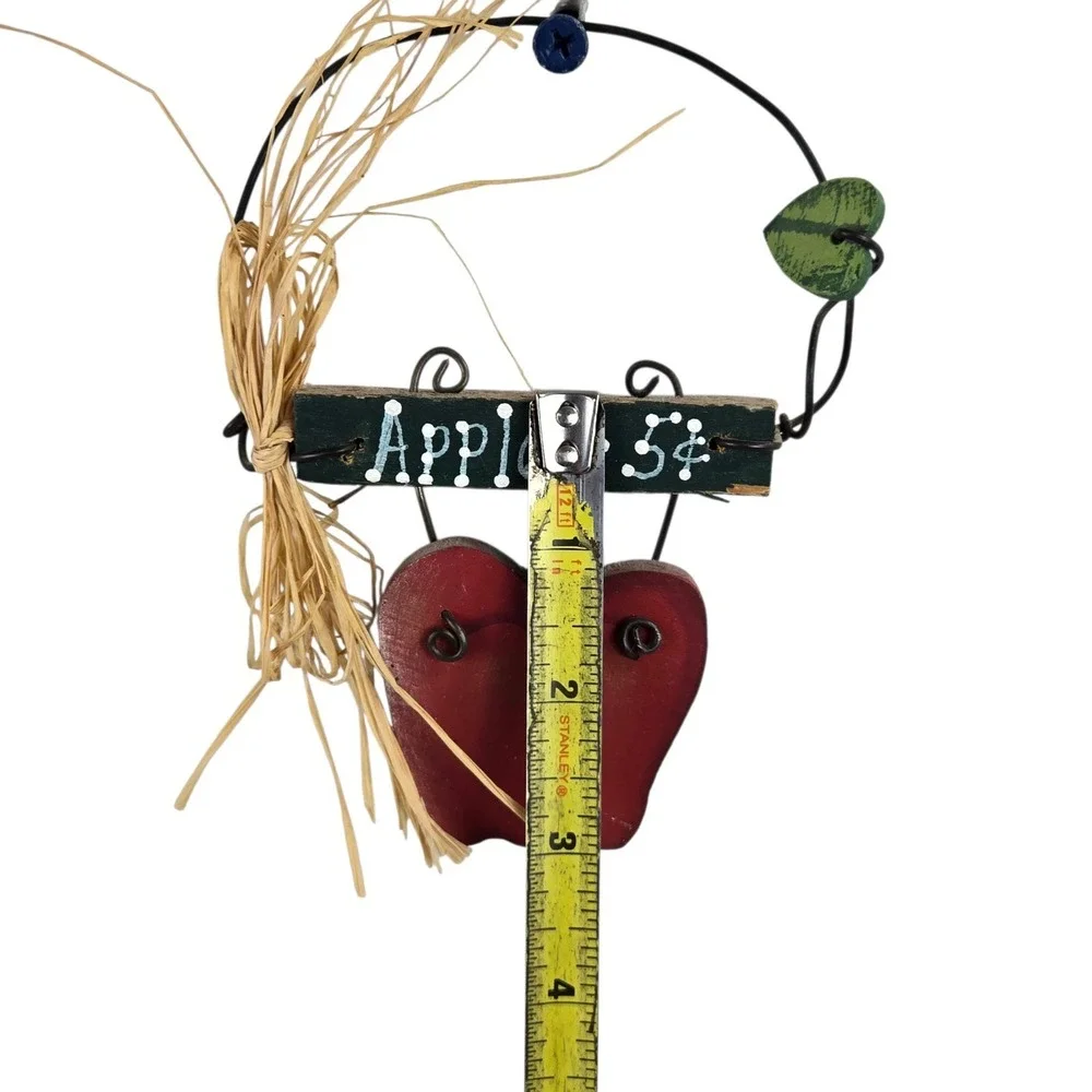 Hand Painted 4 Pc  Wooden Apple Themed Wall Hanging Set Rustic Farmhouse Kitchen